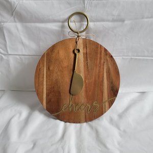 "Cheers" Teak Charcuterie Board with Knife